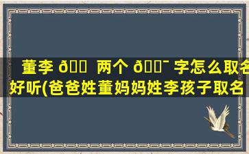 董李 🐠 两个 🐯 字怎么取名好听(爸爸姓董妈妈姓李孩子取名)